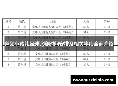 遵義小孩兒足球比賽時間安排及相關(guān)事項全面介紹